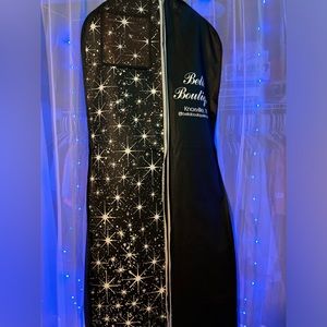 Bright pink, la femme long tiered a-line prom dress, size 4, retail price $800